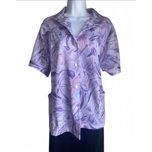 VTG Tour Edition Women's Plus Size 3X Purple Utility Scrub Top W Pockets Summer